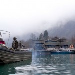 Kampfpanzer Leopard 2A4 auf der 60 Tonnen Fähre über die Drau © Bundesheer