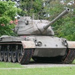 M47 eines frühen Bauloses. Spätere Modelle hatten eine Mündungsbremse anstelle des Gegengewichts für den Verschluss am Laufende / M47 of an early tranche. Later models were equipped with a muzzle brake instead of an counterweight for the breechblock © Doppeladler.com Kampfpanzer M47 Patton
