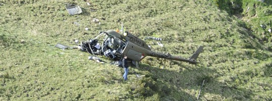 Wrack des verunglückten Bell OH-58B Kiowa 3C-OG an der Absturzstelle © Bundesheer