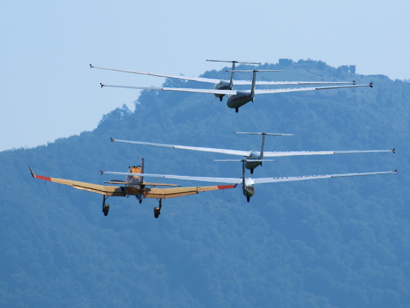 Die Z-137T zieht vier Segelflugzeuge gleichzeitig in die Luft © Doppeladler.com