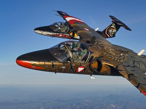 SAAB 105 OE BJ-40 "Golden Tiger". GD-14 im Hintergrund © Bundesheer